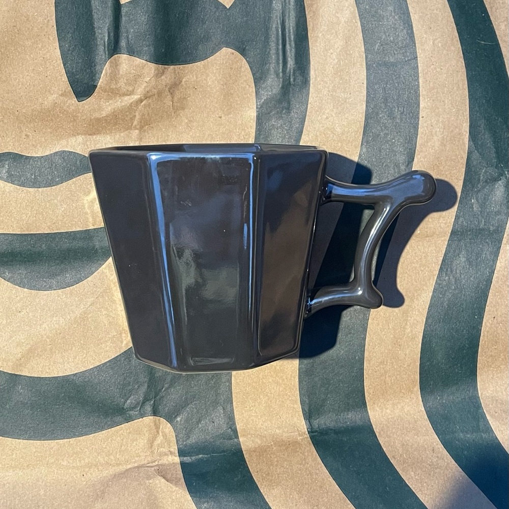 ❤️STARBUCKS Mug 2013 Iridescent Gray Metallic Octagon 14 oz. No chips no cracks.